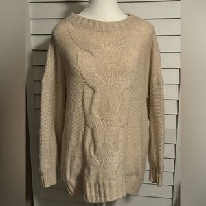Aerie Oversized Cable Open Knit Wool Blend Drop Shoulder Sweatr Sz S Fall Winter